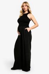 Boohoo Fekete Hosszú Kismama Nadrág Széles Szárú Gumis Derékkal Boohoo 40