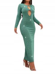  Zöld Klasszikus Maxi Ruha Csillámos Kivágásokkal Loveprices L