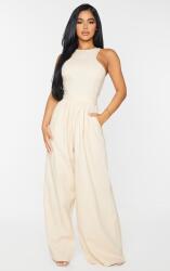 Prettylittlething Világos Bézs Széles Hosszú Pamut Overál Prettylittlething 38