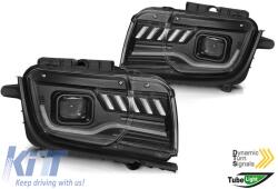  Tuning headlight set suitable for Chevrolet Camaro 2009-2013 black base with dynamic turn signal, left and right (ABCHHX6010524)