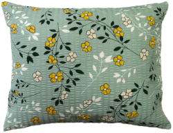  Kispárna huzat /krepp/ zöld alapon sárga virágok mintával