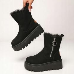  Női Hótaposó Platform Cipő Szőrme Cipzárral Fekete 39-ES (671b4d269cf84401cd7061fc)