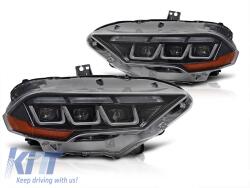  Tuning LED headlight kit suitable for Ford Mustang 2018-2021 with black base, for the model with factory DRL lights, with dynamic turn signals, left and right (ABFOHX6010590)