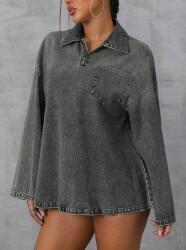 Shein Sötétszürke Klasszikus Farmer Ing Hosszú Ujj Kellett Shein 46