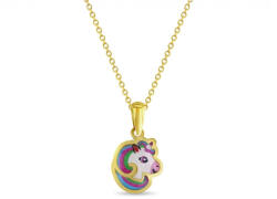 Bebe Gold Lant cu Pandantiv din Aur 14K pentru Copii - Unicorn Curcubeu cu email colorat