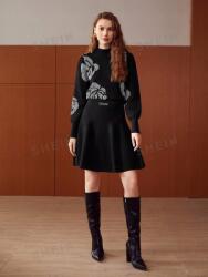  Fekete Kötött Mini Szoknya Magas Derekú Lánc Motf L