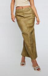 Prettylittlething Olívazöld Maxi Szoknya Öko Bőr Hátul Kivágással Prettylittlething 42