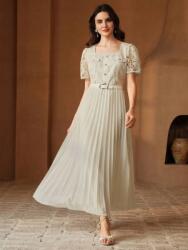  Bézs Maxi Ruha Fodros Rövid Ujjú Csipke 40/42-ES