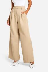 Boohoo Bézs Hosszú Magas Derekú Nadrág Széles Szárú Boohoo 34