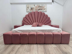 MobAmbient Pat tapițat cu design elegant, tăblie înaltă și catifea fină, roz - model ZENY