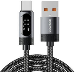 Essager ES-X64 - 1 metri, Type-A - Type-C USB cablu . Afișaj digital, încărcare 100W, husă din material perlat (EXCT-MLOG-P)