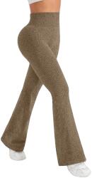  Pantaloni Sport de Dama, Flippy, pentru Yoga, Talie Inalta, Evazati, Tricotati, Khaki, Marime XL (164228)