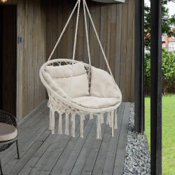 [casa.pro] Scaun suspendat Kailua crem cu perne, pentru interior si exterior, 150 kg (73694379)