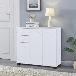 [en. casa] Comoda sideboard alba Crimla cu 3 usi si 2 sertare, 80 cm (83058142) Comoda