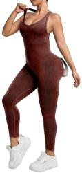  Costum Sport de Dama, Flippy, One Piece, pentru Yoga, Elastic, Fara Cusaturi, Maro Inchis, Marime L (164258)