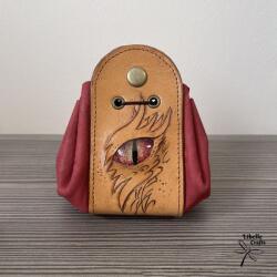 Amnisu Antikolt bézs - gyűrt piros sárkányszemes bőr 2in1 szütyő és kockatálca - Rewa