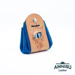 Amnisu Bézs - kék sárkányszemes bőr 2in1 szütyő és kockatálca - Karen