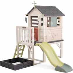 Smoby Casă pe piloni cu nisipar sub o lampă House On Stilts Life Smoby cu tobogan și filtru UV (SM810301-W) Casuta pentru copii