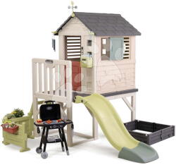 Smoby Casă pe picioare cu grătar House On Stilts Life Smoby cu tobogan și filtru UV (SM810301-J) Casuta pentru copii