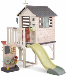 Smoby Căsuța pe stâlpi cu perete de joacă House On Stilts Life Smoby cu tobogan și filtru UV (SM810301-U) Casuta pentru copii