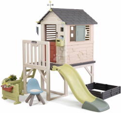 Smoby Casă pe piloni cu lumină House On Stilts Life Smoby cu tobogan și filtru UV (SM810301-H) Casuta pentru copii