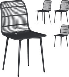 Outsunny Scaune de Dining pentru Exterior Set de 4, Scaune de Grădină cu Spatar Fisurat, Negru | Aosom Romania (84G-889V00BK)