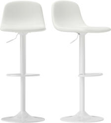 HOMCOM Set 2 Scaune de Bar cu Spătar și Suport pentru Picioare, Înălțime Reglabilă, Piele Ecologică PU, Alb | Aosom Romania (83A-264V00WT)