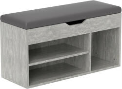 HomCom Bancă Hol cu 3 Rafturi Deschise, Spațiu Ascuns și Pernă Capitonată, Banca Pantofi, 80x30x45 cm, Gri | Aosom Romania (837-039V01GY) Pantofar