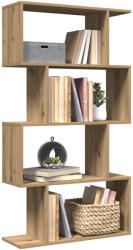 vidaXL 4 Szintes Kézműves Tölgy Fa Elválasztó Könyvespolc 70x24x129 cm