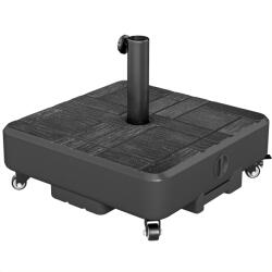 Outsunny Bază pătrată pentru umbrelă, suport umbrelă exterior cu roți Umplibil 35 kg Nisip sau 28 L Apă, 48 x 48 x 38, 5 cm, Negru | Aosom Romania (84D-466V00BK)