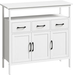 HOMCOM Bufet bucătărie, mobilier de depozitare, 3 uși, 3 sertare, compartiment deschis și rafturi reglabile, 95x35x88cm, alb | Aosom Romania (83A-487V90WT) Bufet