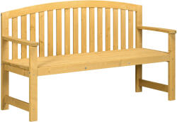 Outsunny Bancă din Lemn cu 2 Locuri, Spătar și Cotiere pentru Terasă, Verandă, Piscină, Balcon, 143x51x85 cm, Lemn Natural | Aosom Romania (84B-634V00OG)