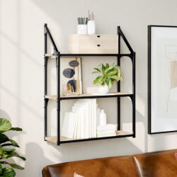 vidaXL 3 Szintes Sonoma Tölgy Színű Szerelt Fa Fali Polc 60x21x78, 5 cm