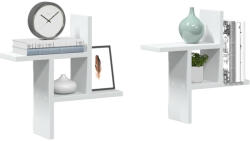 vidaXL 2 db Fehér Szerelt Fa Fali Polc 38x12x38 cm