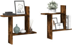 vidaXL 2 db Füstös Tölgy Színű Szerelt Fa Fali Polc 50x12x50 cm