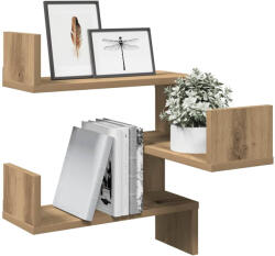 vidaXL 2 db Kézműves Tölgyszínű Szerelt Fa Fali Sarokpolc 40x40x49, 5Cm