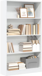 vidaXL Fehér Szerelt Fa Könyvespolc 80 x 24 x 143 cm