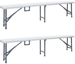vidaXL 2 db fehér összecsukható HDPE kerti pad 180 cm