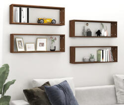 vidaXL 4 db Barna Tölgyszínű Szerelt Fa Fali Kockapolc 80x15x26, 5 cm