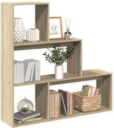 vidaXL 3 Szintes Sonoma Tölgy Fa Elválasztó Könyvespolc 123x29x123 cm