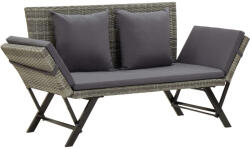 vidaXL szürke polyrattan kerti pad párnákkal 176 cm