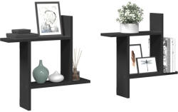 vidaXL 2 db Fekete Szerelt Fa Fali Polc 50x12x50 cm