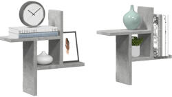 vidaXL 2 db Betonszürke Szerelt Fa Fali Polc 38x12x38 cm