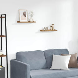 vidaXL Falpolc Polcokkal Tárolóval 2 Pcs Barna 40 x 9 x 3 cm Faanyag