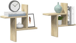 vidaXL 2 db Sonoma Tölgy Színű Szerelt Fa Fali Polc 38x12x38 cm