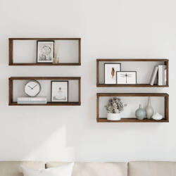 vidaXL 4 db Füstös Tölgy Színű Szerelt Fa Fali Kockapolc 60x15x23 cm