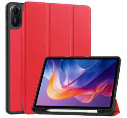 Gigapack Tok álló, bőr hatású (aktív FLIP, oldalra nyíló, TRIFOLD, asztali tartó, ceruza tartó) PIROS Xiaomi Redmi Pad 2 'Gigapack csomagolás (GP-171812)
