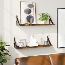vidaXL 2 db Füstölt Tölgy Színű Fali Polc 60x15x15, 5 cm