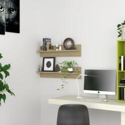 vidaXL 2 db Sonoma-Tölgyszínű Forgácslap Fali Polc 80x11, 5x18 cm