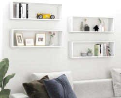 vidaXL 4 db Fehér Szerelt Fa Fali Kockapolc 80x15x26, 5 cm